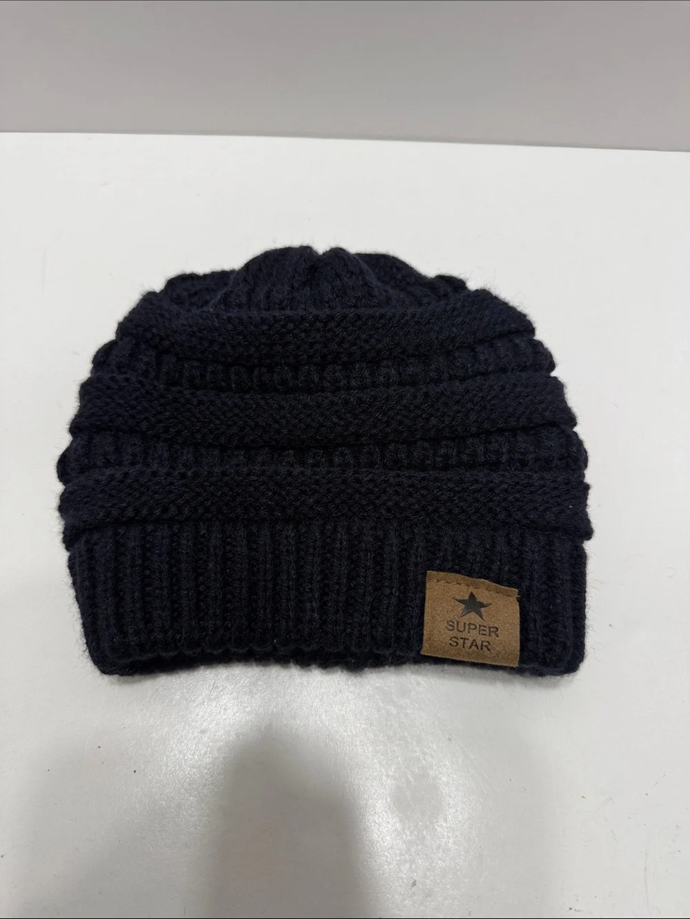 Kids Black Knit Beanie